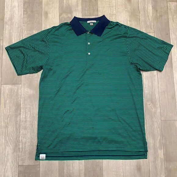 Mens Peter Millar Golf Polo Striped Performance Shortsleeve‎ Shirt - Picture 1 of 7